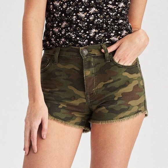 American Eagle Outfitters Pants - American Eagle Camo Distressed High Rise Shorts